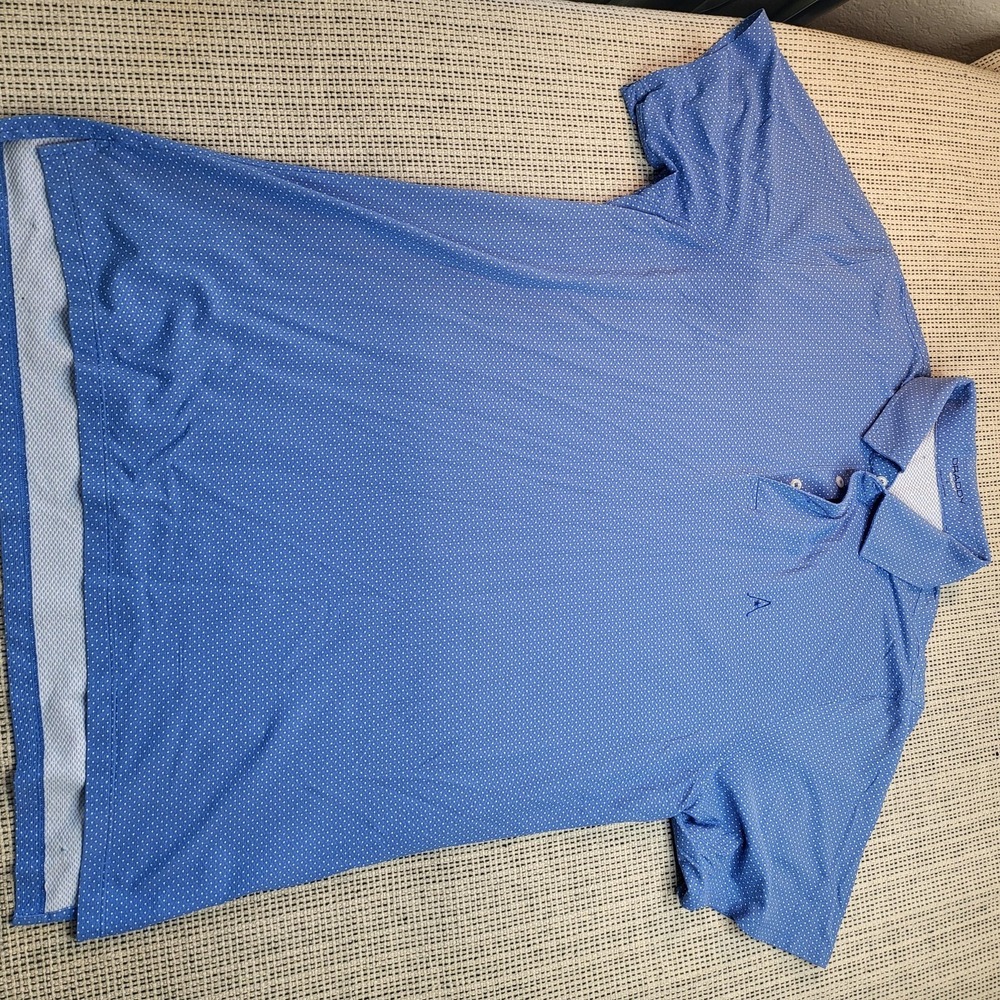 Draddy Sport Polo Shirt Mens Large Blue Polka Dot Golf Short Sleeve Casual‎